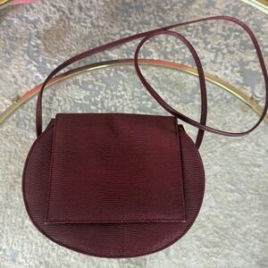 Vintage Burgundy Mini Shoulder Bag Textured Leather | It Girl Evening Purse